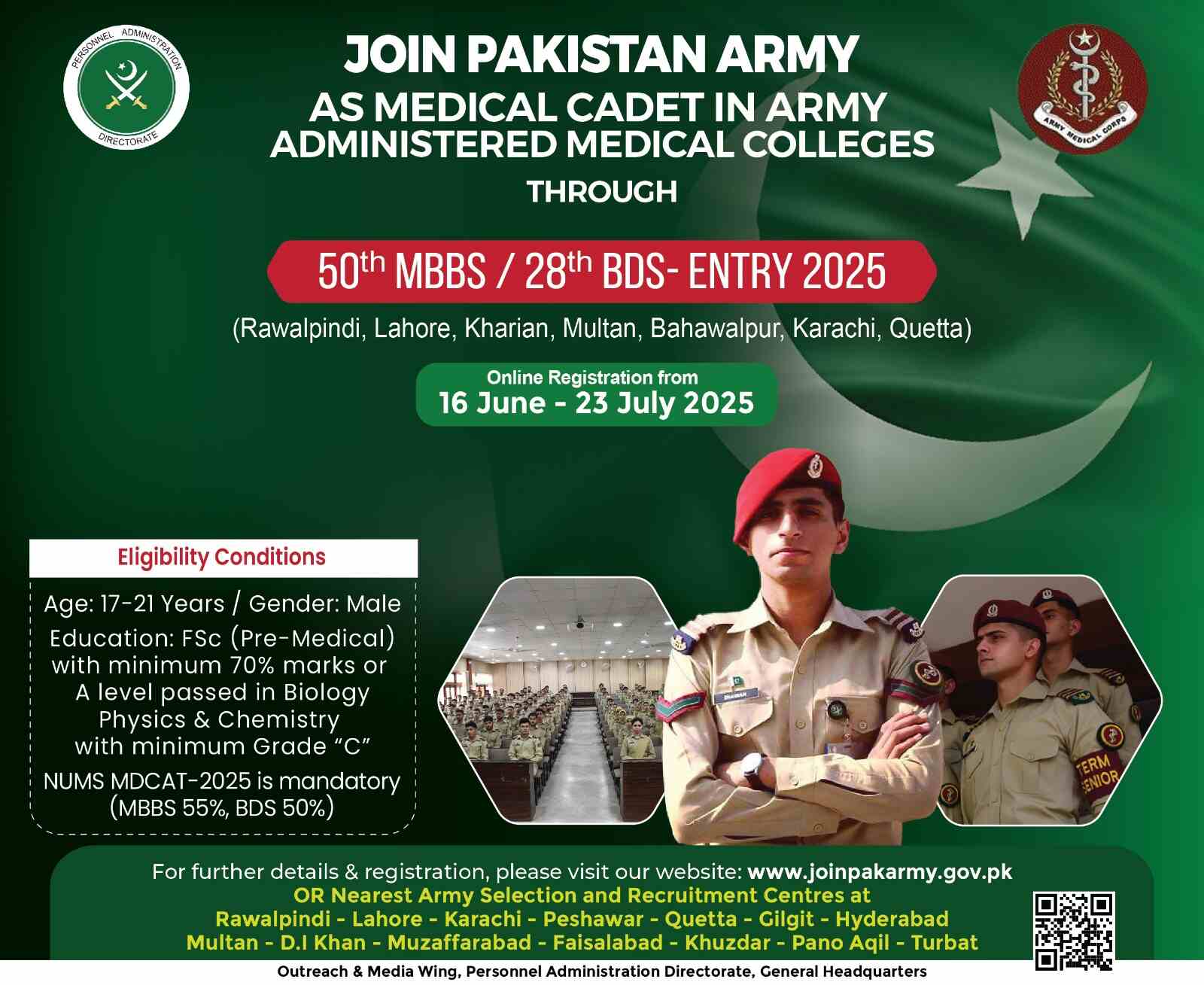Pak Army Medical Cadet Jobs 2025